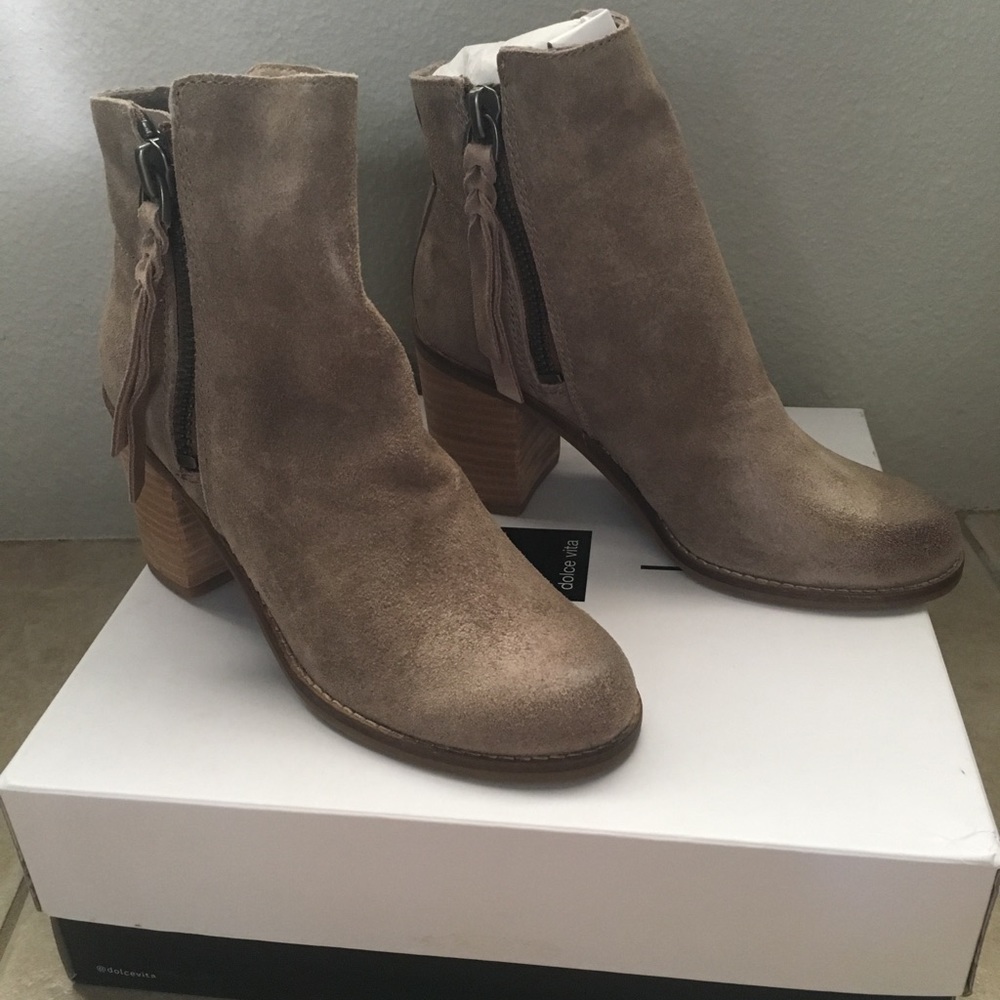 🆕Dolce Vita Lanie Tan Suede Block Heel Ankle Boot - Picture 4 of 8